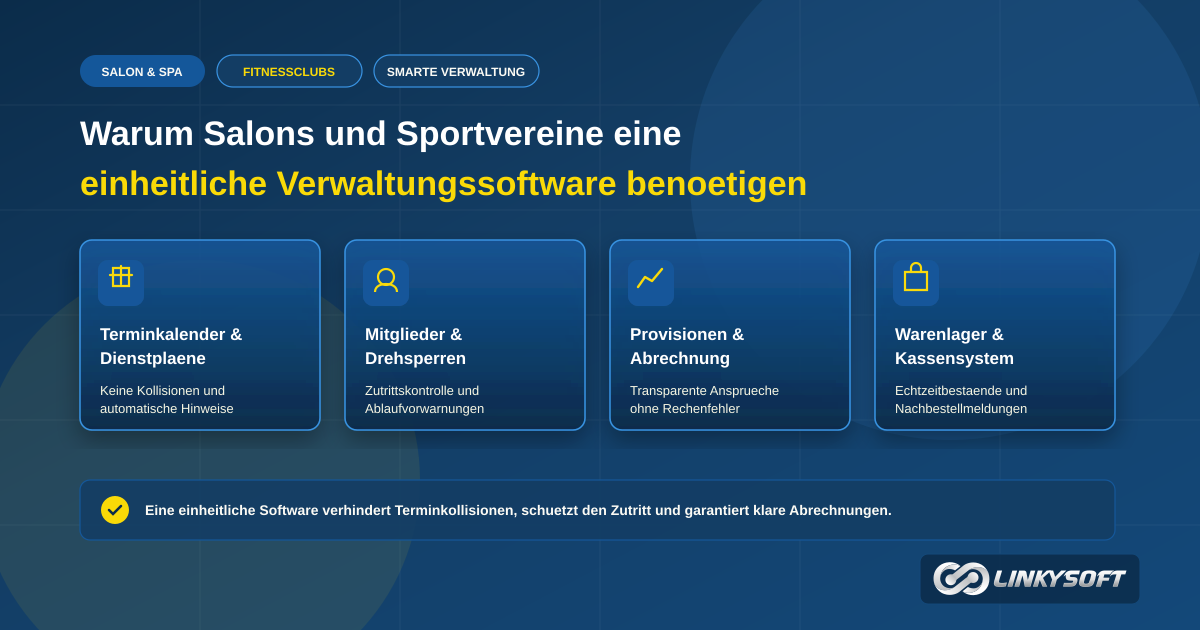Digitales Dashboard mit Terminplanung fuer Friseursalons und Zugangskontrolle fuer Fitnessclubs