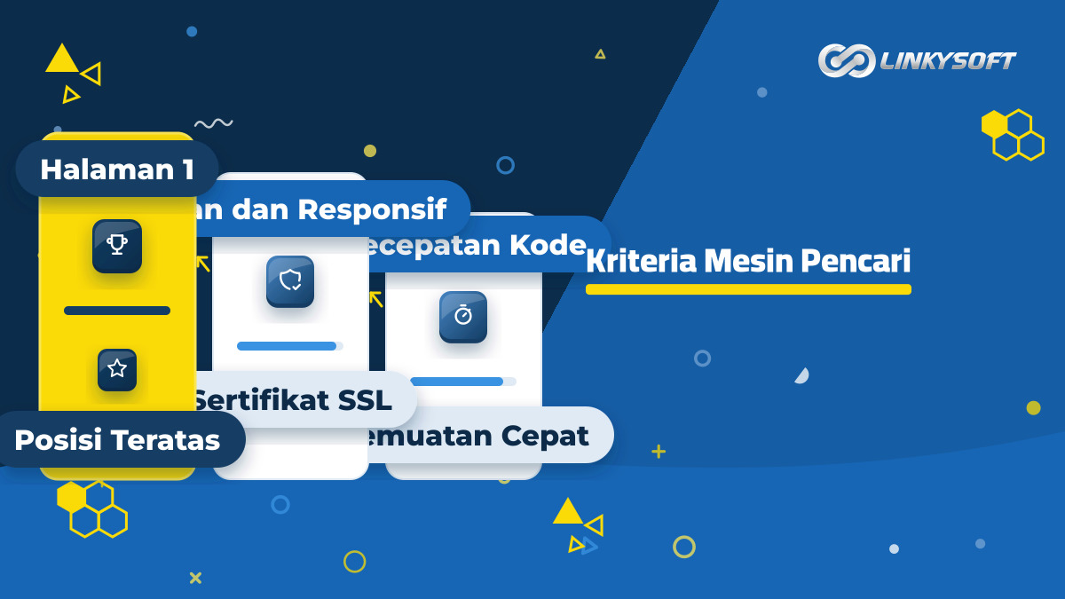 Diagram tolok ukur teknis yang dinilai mesin pencari dalam merekomendasikan halaman website pada peringkat pertama hasil pencarian pengguna.