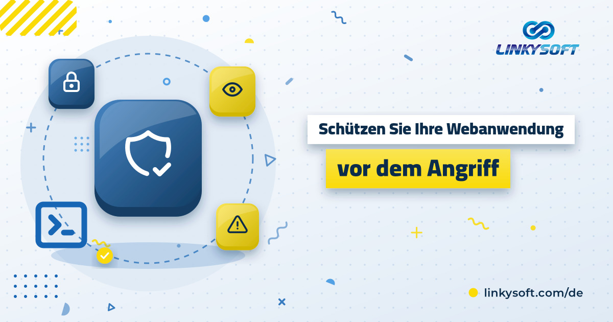 Ein Ladeninhaber prüft auf dem Handy das Dashboard einer Webanwendung mit Schloss und Sicherheitswarnung