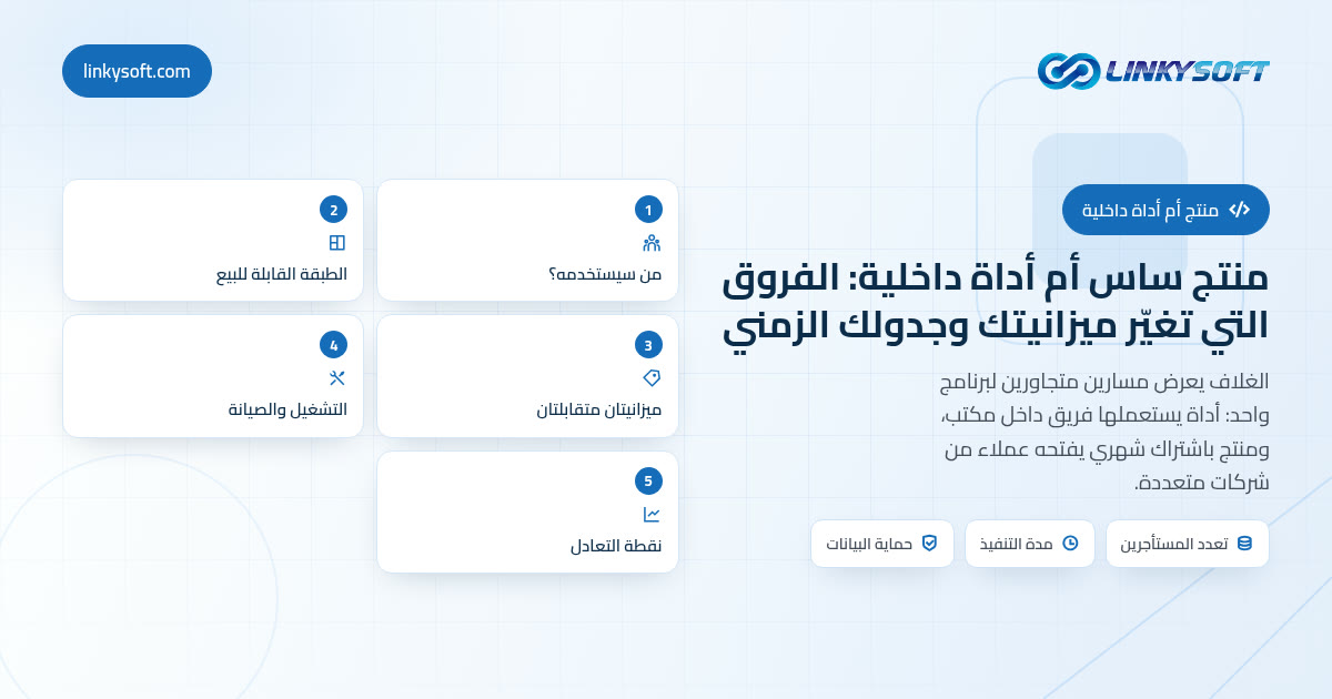 منتج ساس أم أداة داخلية: الفروق التي تغيّر ميزانيتك وجدولك الزمني