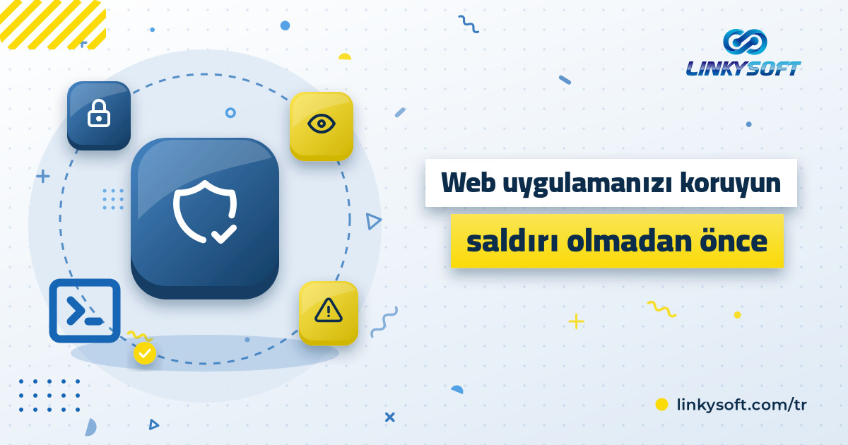 Bir mağaza sahibi telefonunda kilit ve güvenlik uyarısı görünen bir web uygulaması panelini inceliyor