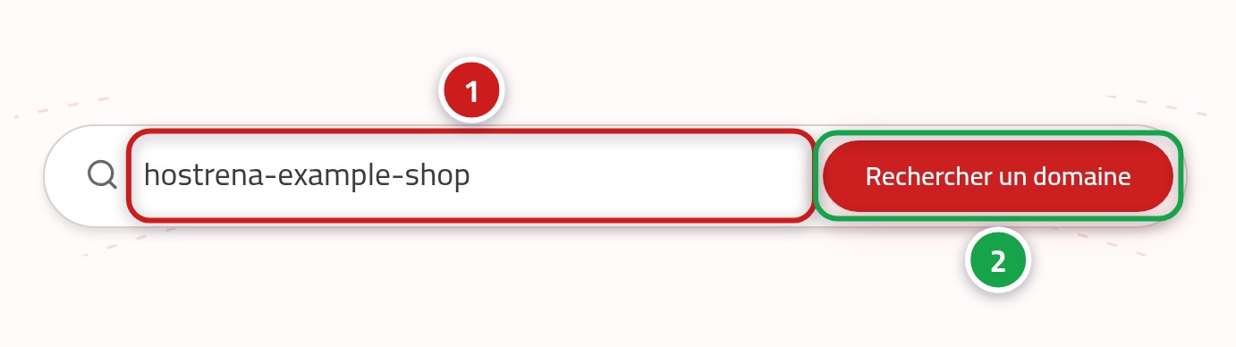 Le résultat pour un nom d'exemple, avec le message marqué 1 et le bouton d'ajout marqué 2.