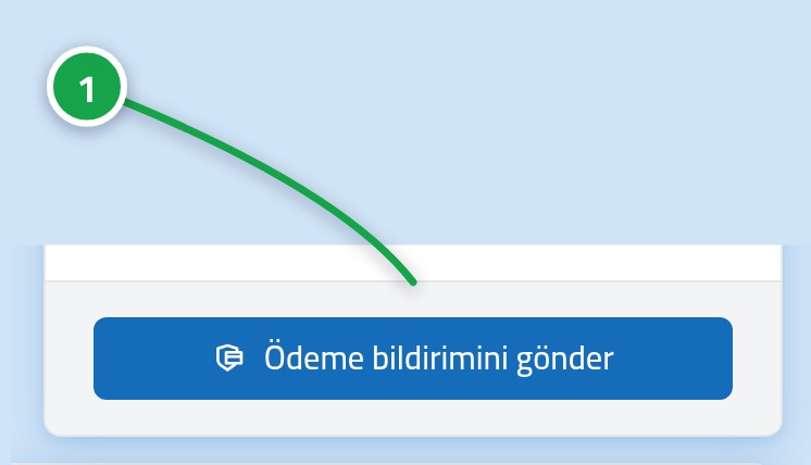 Ödeme kartının alt kısmı; kavisli bir ok ödeme talebi gönder düğmesini gösteriyor.